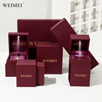 Boîte à bijoux en papier simili cuir de luxe WEIMEI en gros, boîtes d'emballage pour bijoux personnalisées avec LED pour bague, collier, bracelet