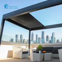 Pergola bioclimatique de luxe Sweet Home en aluminium avec lames rétractables électriques et éclairage LED, imperméable, pour jardin extérieur