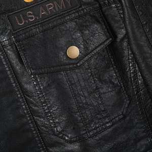 Chaqueta De cuero marrón para hombre, <span class=keywords><strong>ropa</strong></span> De talla grande, Cazadora Bomber - Product Image 5