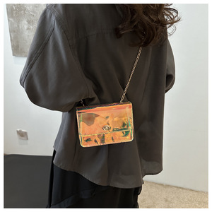 Fashionable Waterproof <strong>Shoulder</strong> <strong>Mobile</strong> <strong>Phone</strong> Messenger <strong>Bag</strong> Colorful Square PU Zipper Closure Polyester Lining Letter Coin Purse - Product Image 5