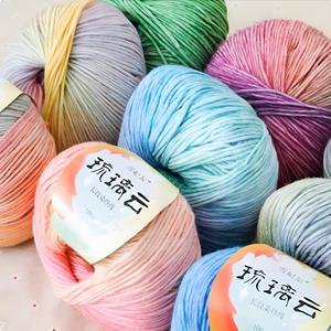 Penjualan laris benang rajutan kue wol warna gradien buatan tangan benang campuran tenun jahit semprot ringan - Product Image 5