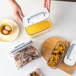 Герметичная квадратная пластиковая банка для хранения пищевых продуктов с ручками, экологически чистый контейнер для столешницы для муки, закусок, зерен - Product Image 3
