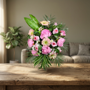 Artificial Silk Handmade Modern Style Peony Blush Sunburst <b>Wall</b> Arrangement for Valentine's Day - Product Image 2