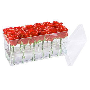 Hot sale Square Clear Packaging Cover Display Wedding Preserved Rose Storage Bouquet Acrylic Flower Box