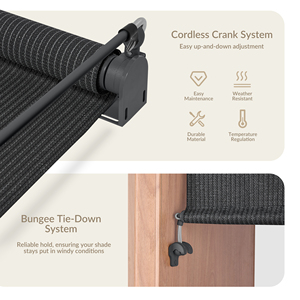 Persianas enrollables manuales impermeables <span class=keywords><strong>para</strong></span> exteriores con manivela, protección UV, resistentes al viento, <span class=keywords><strong>para</strong></span> patio, balcón, porche - Product Image 2