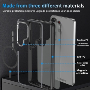 Étui magnétique fin transparent mat en PC pour Samsung <span class=keywords><strong>Galaxy</strong></span> <span class=keywords><strong>S22</strong></span> S23 S24 S25 S26 Ultra + FE S25 Edge, compatible avec la charge sans fil - Product Image 5