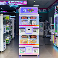 Machine à griffes commerciale à monnayeur pour 4 joueurs, avec jeu de réflexe 'Stop Time' de 10 secondes, jeux à prix et jeux de griffes, en verre trempé, version anglaise
