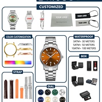 Montre de luxe pour homme en acier inoxydable 316L personnalisée, mouvement japonais Miyota, mode business, quartz, phase de lune, cadran 42 mm, étanche