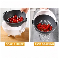 Multifunctionele fruit- en groentesnijder, afgietbak, gekrulde snijder, raspen, schilmes, handbeschermer, anti-snij keukenhulpje