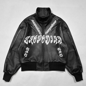 <span class=keywords><strong>Chaqueta</strong></span> <span class=keywords><strong>de</strong></span> <span class=keywords><strong>cuero</strong></span> para <span class=keywords><strong>hombre</strong></span> con cremallera, bordado, parches <span class=keywords><strong>de</strong></span> <span class=keywords><strong>cuero</strong></span>, cintura elástica y puños, estilo boxy, para motociclismo, con estampado personalizado, para invierno - Product Image 3