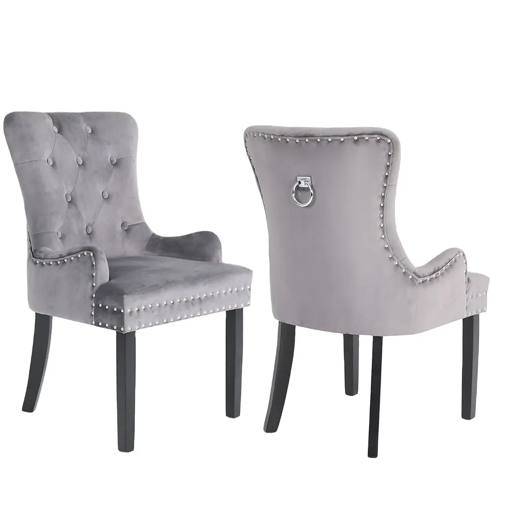 Chaise de salle à manger en tissu velours, meuble français, design moderne, avec anneau arrière