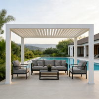 Pergola motorisée rétractable de luxe sur mesure en aluminium thermolaqué 3x4 4x5m avec LED pour terrasses de villas modernes et jardins