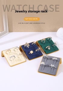 Di lusso in microfibra con 4 slot per anello in metallo, Multi-colore camoscio anello espositore per negozi di gioielli - Product Image 6