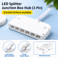 Boîtier de Jonction Répartiteur LED 3 Broches 6 Voies Prêt à Expédier, Hub Connecteur Dupont 3 Fils pour Bande Lumineuse RGB CCT Personnalisée pour Armoire