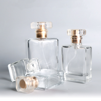 Vente en gros de flacons diffuseurs de parfum rectangulaires transparents en verre de 7,5, 20, 30, 50 ml et 1 oz avec bouchon en aluminium