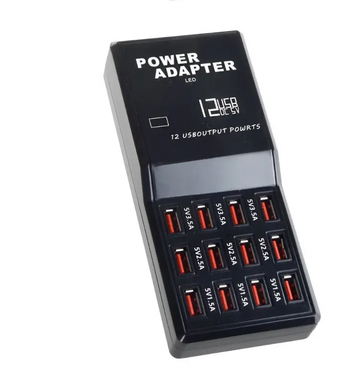 Pengisi daya keluar USB HUB 12 port Desktop, USB 3.0 dengan adaptor 12V 5A Transfer Data USB 2.0