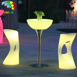 Ensemble Lumineux Offre Spéciale Haut Led Restaurant Restauration Rapide Comptoir Moderne Led Bar Haut <span class=keywords><strong>Table</strong></span> - Product Image 6