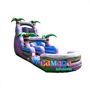 Tobogán DE BUCEO Tiki inflable de mármol naranja Tobogán de agua inflable Tobogán de agua de árbol de coco - Product Image 1