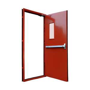 Puerta Cortafuego de Acero Roja con Certificación UL <span class=keywords><strong>Boris</strong></span>, Puerta de Salida de Emergencia de Metal Hueco con Barra Antipánico para Edificios Comerciales, Resistencia al Fuego de 120 Minutos - Product Image 2
