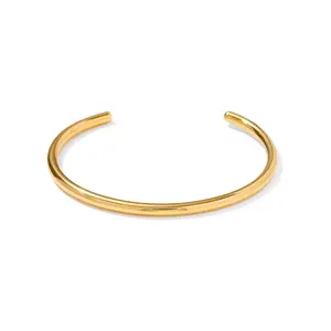 High Quality 18K Gold Plating Stainless Steel Adjustable C Shape Cuff Bracelets