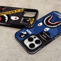 Coque de téléphone antichoc en TPU givré à couverture intégrale quatre côtés IMD motif bouche de requin de marque tendance pour iPhone 16