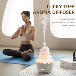 เครื่องกระจายกลิ่นอัลตราโซนิกต้นคริสต์มาสสีขาว เครื่องเพิ่มความชื้นแบบพกพา USB อัจฉริยะสำหรับใช้ในบ้าน พร้อมเสียงฝนตกสีขาว กลิ่นหอมคริสต์มาส - Product Image 3