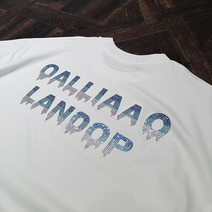 <span class=keywords><strong>T</strong></span>-<span class=keywords><strong>shirt</strong></span> Estive Personalizzate con Strass per Uomo, 100% Cotone, Magliette Oversize <span class=keywords><strong>Bianche</strong></span> con Decorazioni in Cristallo - Product Image 2