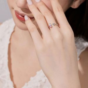 Dylam Cute Tiny Design Women Fine Fashion S925 <b>Silver</b> Non Tarnish Twisted 5A Cubic Zirconia Synthetic <b>Opal</b> Open Adjustable <b>Ring</b> - Product Image 4