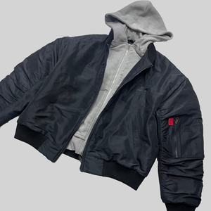 แจ็คเก็ตนักบินผู้ชายสไตล์ Y2K หรูหรา ปี 2025 แบบซิปคู่ แจ็คเก็ตสตรีทแวร์ลำลองแบบสองด้านสำหรับกิจกรรมกลางแจ้งในเมือง พร้อมฮู้ด - Product Image 1