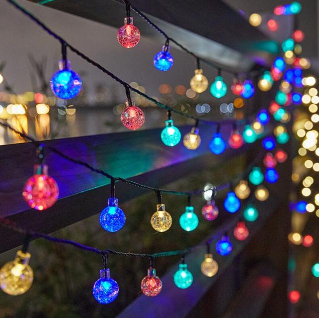 Outdoor Solar LED Crystal Ball String Lights 5M/10M with 8 Modes Flashing IP44 for Garden Festival Decoration