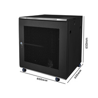 Armoire réseau SYNSTRO 12U, 19 pouces, montage mural, porte en maille noire, acier SPCC, protection IP20, boîtier de centre de données