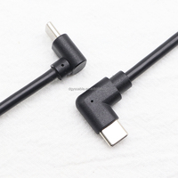 PD pengisian cepat kabel C ke C 60W tipe-c laki-laki 90 derajat bengkok sisi ke tipe-c laki-laki 90 derajat kabel bengkok atas dan bawah 1 m hitam