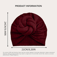 Nuevo sombrero de turbante étnico indio de Color sólido con bola de giro tridimensional para Amazon Pañuelo de verano transfronterizo hecho