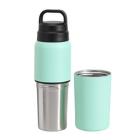 Gobelet isotherme 2-en-1 à double paroi en acier inoxydable avec revêtement en poudre, tasses à bière portables, tasses à café, bouteille d'eau de sport