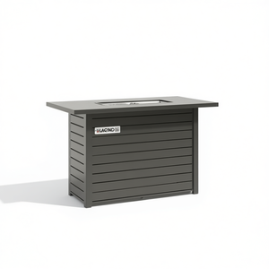 โต๊ะเตาไฟกลางแจ้ง Lacind ขนาด 25 นิ้ว สูง x 42 นิ้ว กว้าง สไตล์โมเดิร์น ทำจากสแตนเลส ใช้แก๊สโพรเพน ตั้งพื้นได้ ตกแต่งสวน สีดำเคลือบด้วยผง - Product Image 1