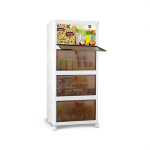 Foldable Storage <b>Bins</b> With Magnetic Door 3-Layer Stackable Plastic Organizer For Clothing Minimalist Design 33x15x85cm CJSB24128 - Product Image 1