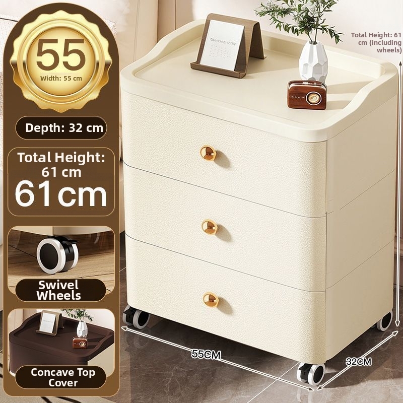 55-sided wide drawer cabinet 3 layers-milk white