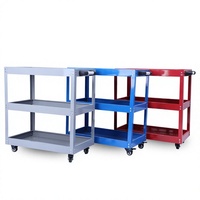 Chariot à outils Xinanda à 3 niveaux en acier carbone épaissi, roulettes silencieuses, plateau anti-éclaboussures, base roulante 710x720mm, atelier, réparation automobile