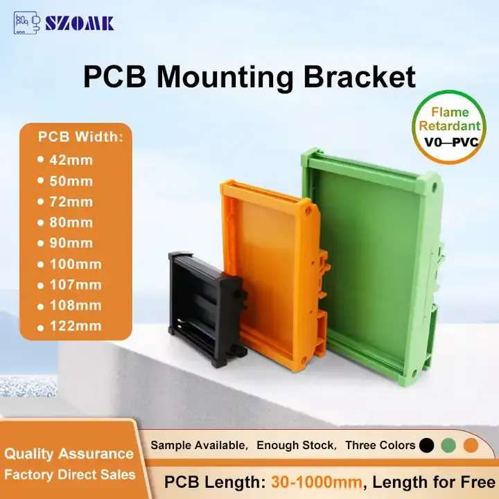 Pcb Houder Breedte 42-122Mm Lengte 30-1000Mm Basisplaat Schotten Din Rail Ondersteuning Groene Schroef Connector Pcb Montagebeugel