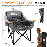 Chaise de camping et de pêche pliable portable, robuste 150 kg avec poches en filet, porte-gobelet et sac isotherme, chaise de voyage rembourrée pour l'extérieur