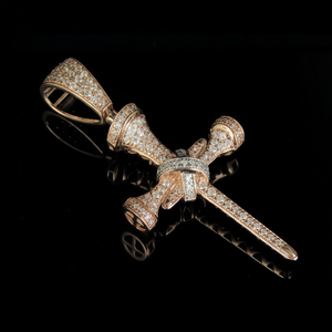 Bling Iced Out S925 <b>Silver</b> Luxury Handmade Jewelry With Moissanite Diamond Gold Plated Nail <b>Cross</b> Charm <b>Pendant</b> for Men Women - Product Image 1