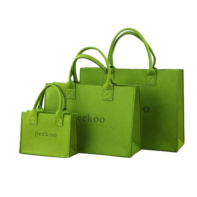 Fashion Custom Printing Avocado Green Felt Shopping Tote Bag with Logo