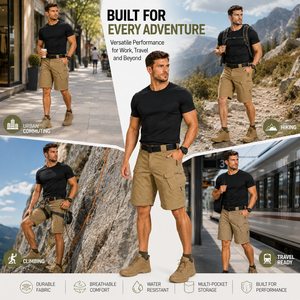 Pantalon tactique sportif pour <span class=keywords><strong>homme</strong></span> à séchage rapide, <span class=keywords><strong>short</strong></span> <span class=keywords><strong>cargo</strong></span> d'extérieur multi-poches en tissu peigné, fabrication OEM - Product Image 3