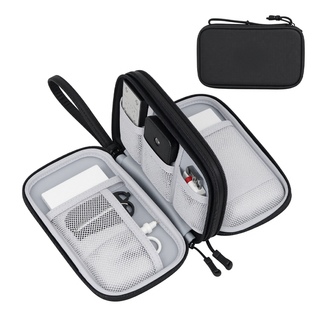 Portable Durable Nylon USB Cable Storage Bag Tangle-Free Travel Cord Organizer Zipper Charger Wire Dustproof Eco-Friendly