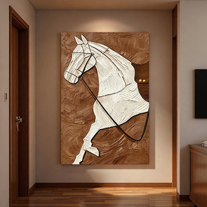 Dafen Village Oil Painting Horse Art Wrapped Canvas Modern Minimalist Living Room Decor <b>Wall</b> Art For Entrance Hall - Product Image 4