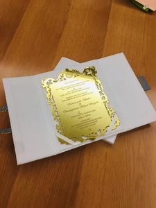 Caja de Lujo para <span class=keywords><strong>Invitaciones</strong></span> de <span class=keywords><strong>Boda</strong></span>, Diseño Real Dorado, Impresión Acrílica Personalizada con Bronceado - Product Image 5