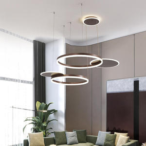 Lámpara de araña con diseño circular, anillo para sala de estar y dormitorio, luz colgante Led dorada moderna - Product Image 2