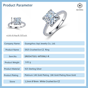 Anello in Argento Sterling S925 con Zircone Bianco Taglio Radiant e Fascia Pavé, Eleganza Audace per la Moderna Romantica - Product Image 2