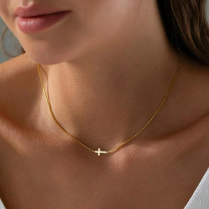 <strong>Stainless</strong> <strong>Steel</strong> Gold Plated Christian Trendy Cross Pendant Necklace with Link Chain Women's Wholesale <strong>Jewelry</strong> - Product Image 5