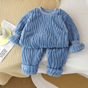 Crianças Outono Inverno Respirável Flanela Fleece-Forrado Pijama Espessado Conjunto para Meninos Meninas Two-Piece Warm <span class=keywords><strong>Kids</strong></span> Clothing - Product Image 6